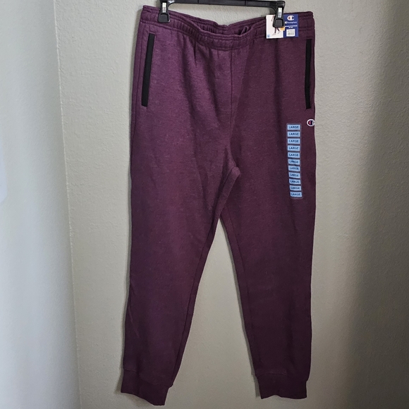 Champion Men's Drawcord Fleece Woven-Mix Sweatpants Jogger Plum Heather mens L - Picture 4 of 8